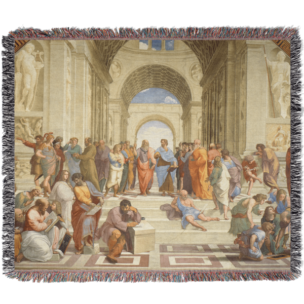 The School of Athens by Raphael Woven Blanket Tapestry