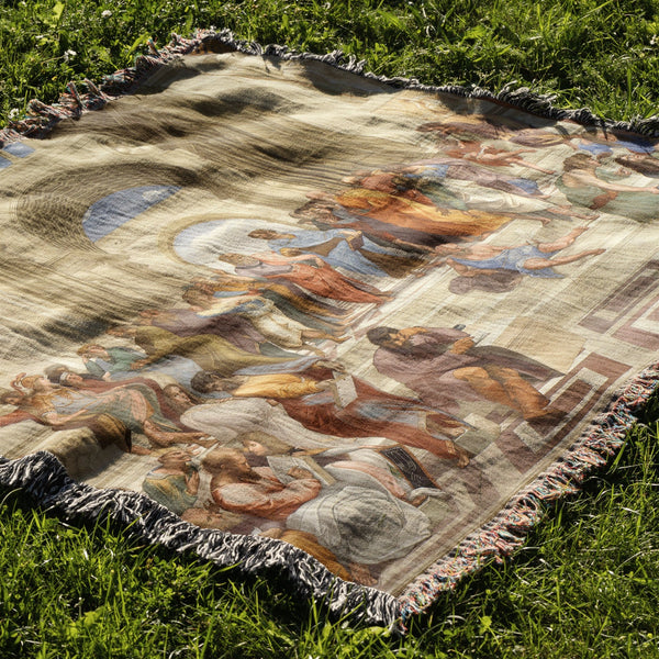 The School of Athens by Raphael Woven Blanket Tapestry