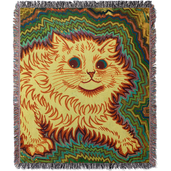 Louis Wain Trippy Cat Woven Blanket Tapestry