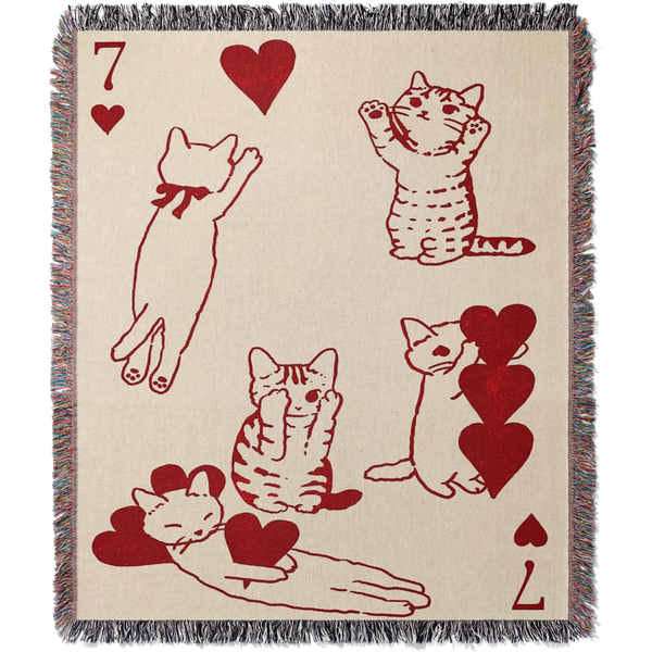 Kitty Card Woven Blanket Tapestry