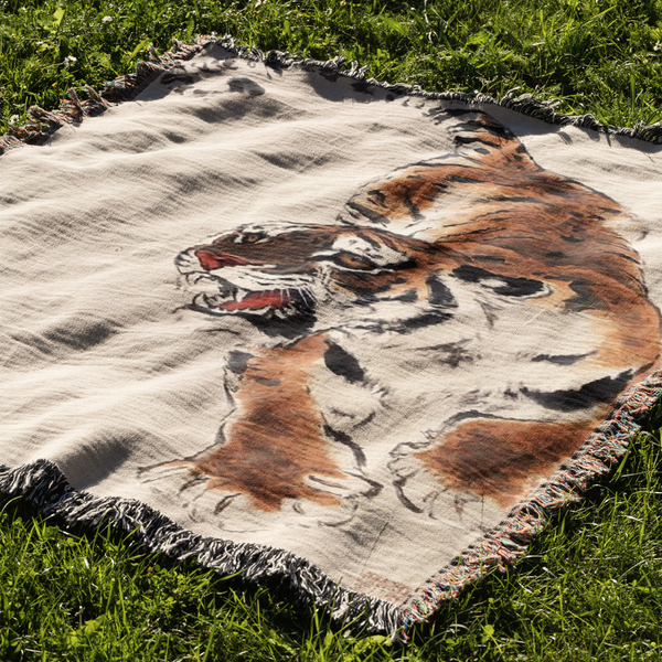 Tiger Woven Blanket Tapestry