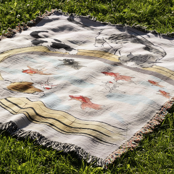 Thirsty Kitties Woven Blanket Tapestry