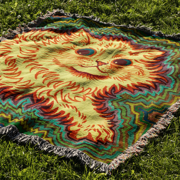 Louis Wain Trippy Cat Woven Blanket Tapestry