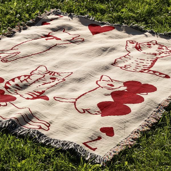 Kitty Card Woven Blanket Tapestry