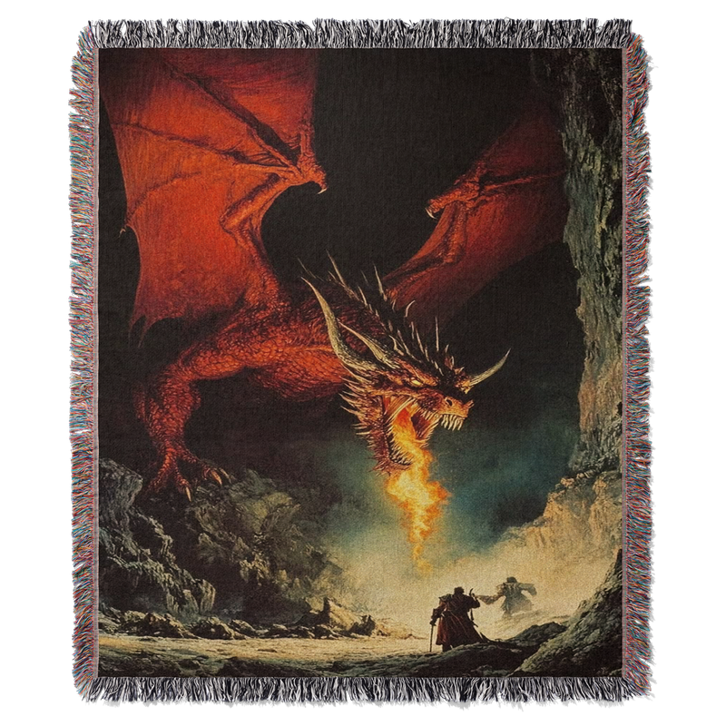 Medieval Dragon Woven Blanket Tapestry