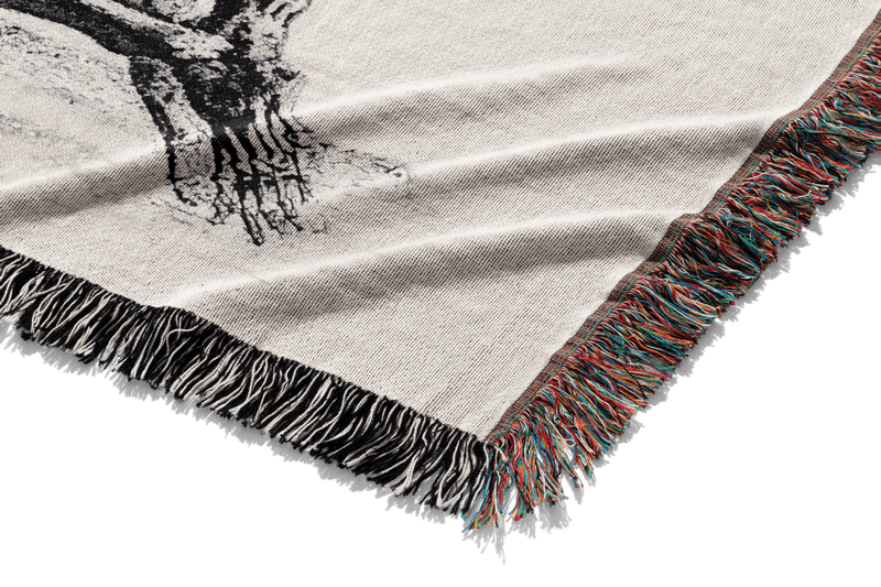 Praying Skeleton Woven Blanket Tapestry