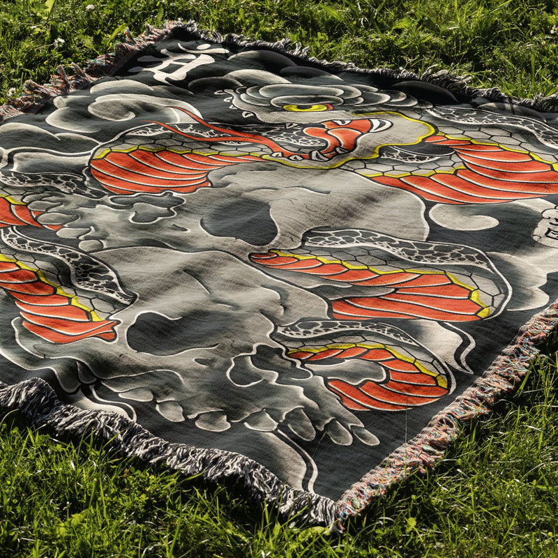 Snake and Skull Woven Blanket Tapestry